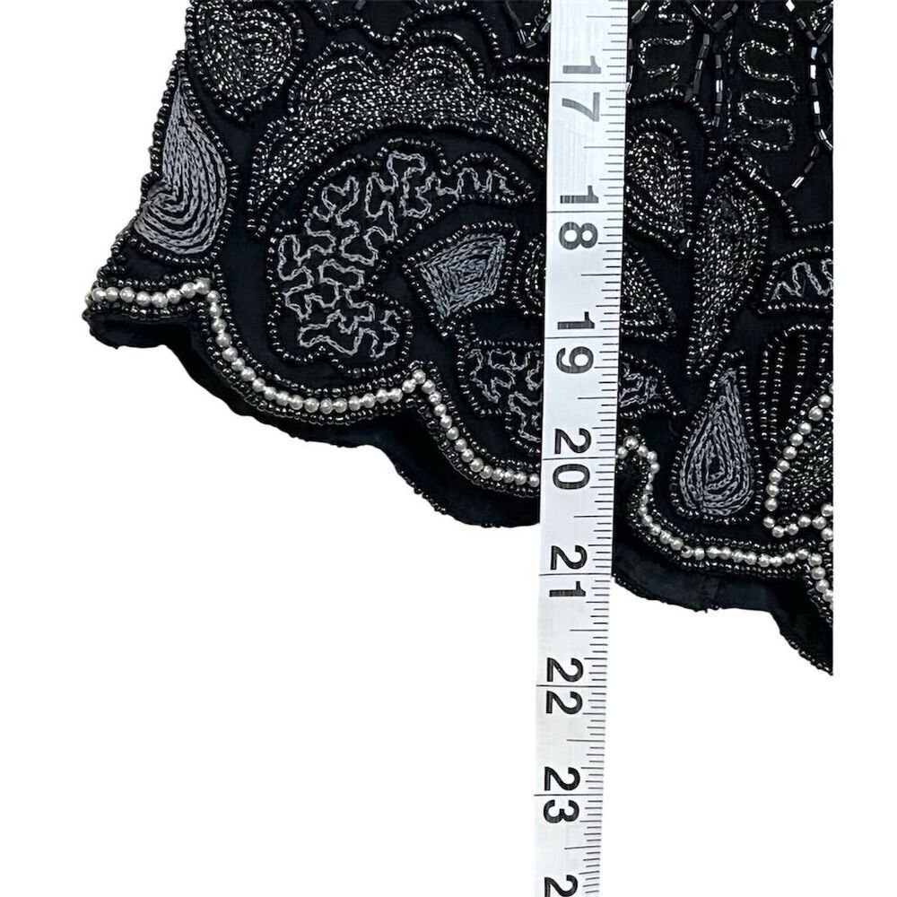 Adrianna Papell Women's Black Beaded Silk Blouse S Party Top Evening Cocktail - Picture 11 of 13